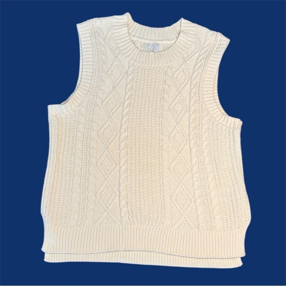 Joie Cream Cable Knit Sweater Vest sz XL